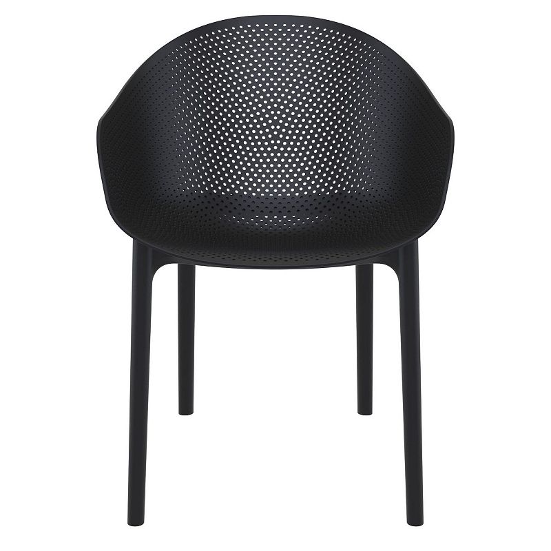 32 Black Solid Outdoor Polypropylene Dining Chair