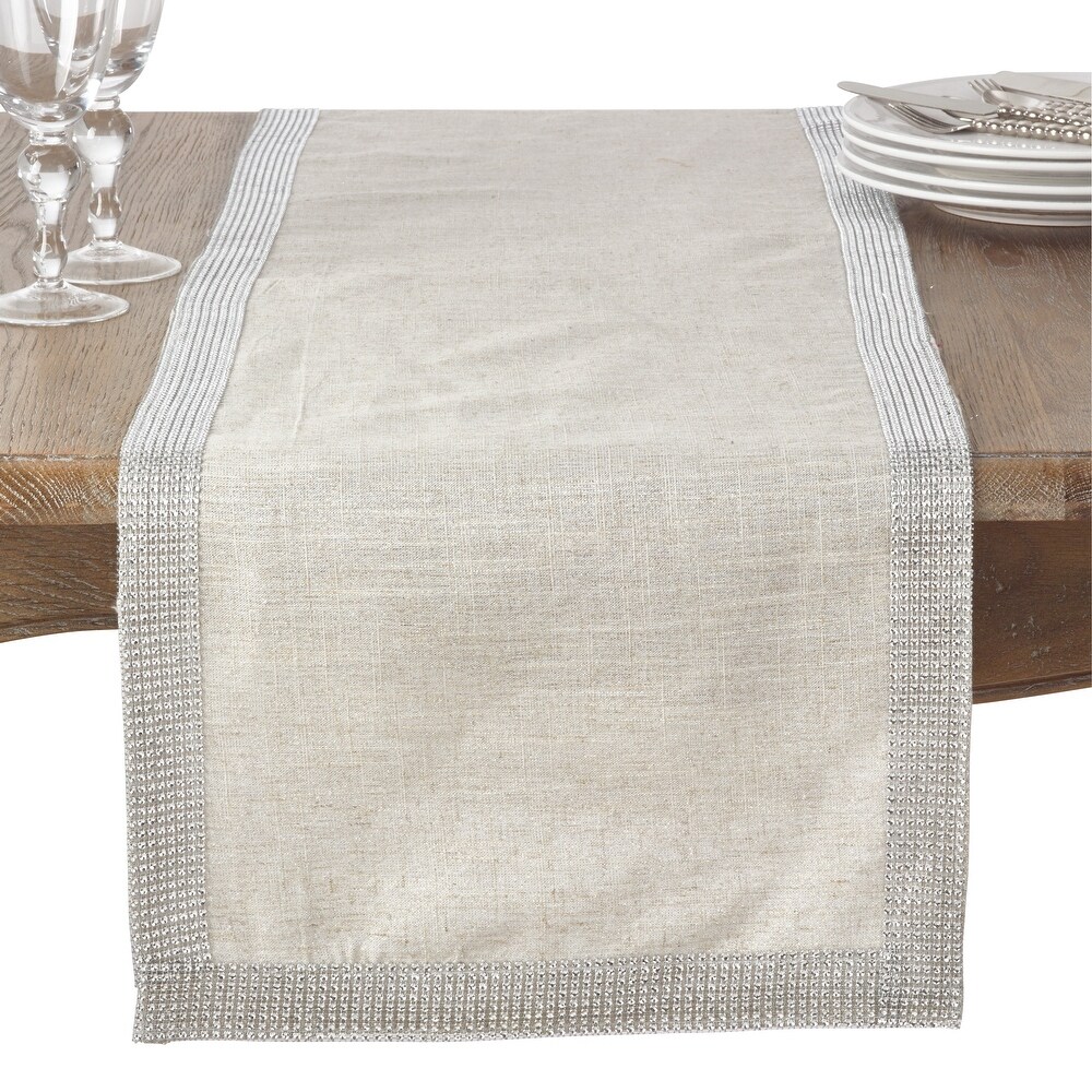 Linen Blend Runner With Studded Borders