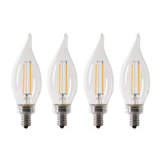 Feit Electric 40-Watt Equivalent BA10 E12 Candelabra Dimmable Filament CEC Clear Chandelier LED Light Bulb Daylight 5000K (4-Pack) BPCFC40950CAFIL4RP