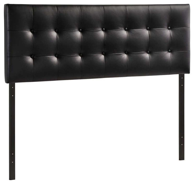 Modway Emily Queen Upholstered Faux Leather and Wood Headboard in Black   Transitional   Headboards   by Homesquare  Houzz