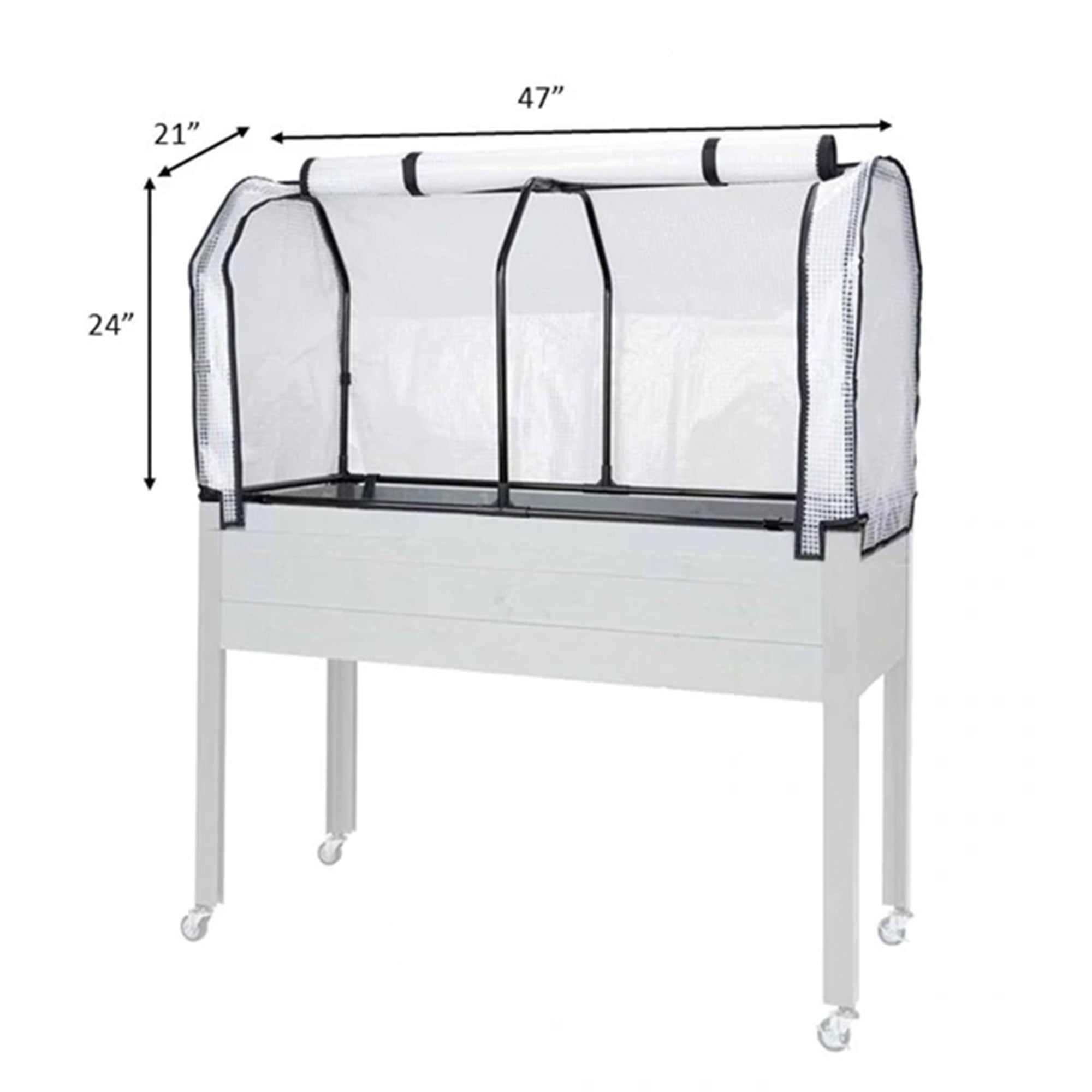 CedarCraft Elevated Spruce Planter with Greenhouse Cover, 21" x 47" x 30"