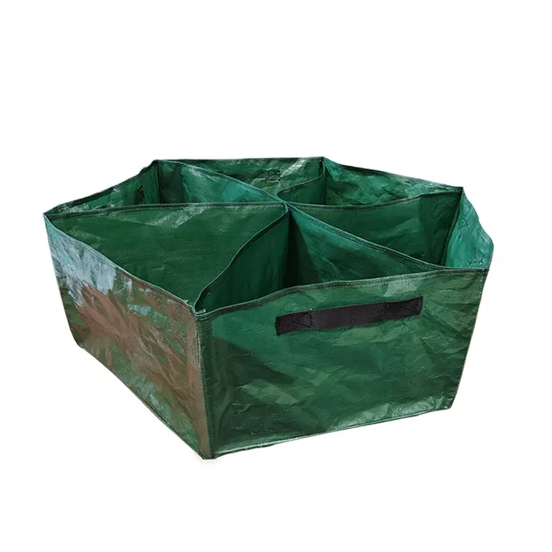 27 Gallon Wear Resistant Foldable Reusable Garden Planter Bed Grow Bags with Sturdy 6 Divided Grids Handles and Drainage Holes