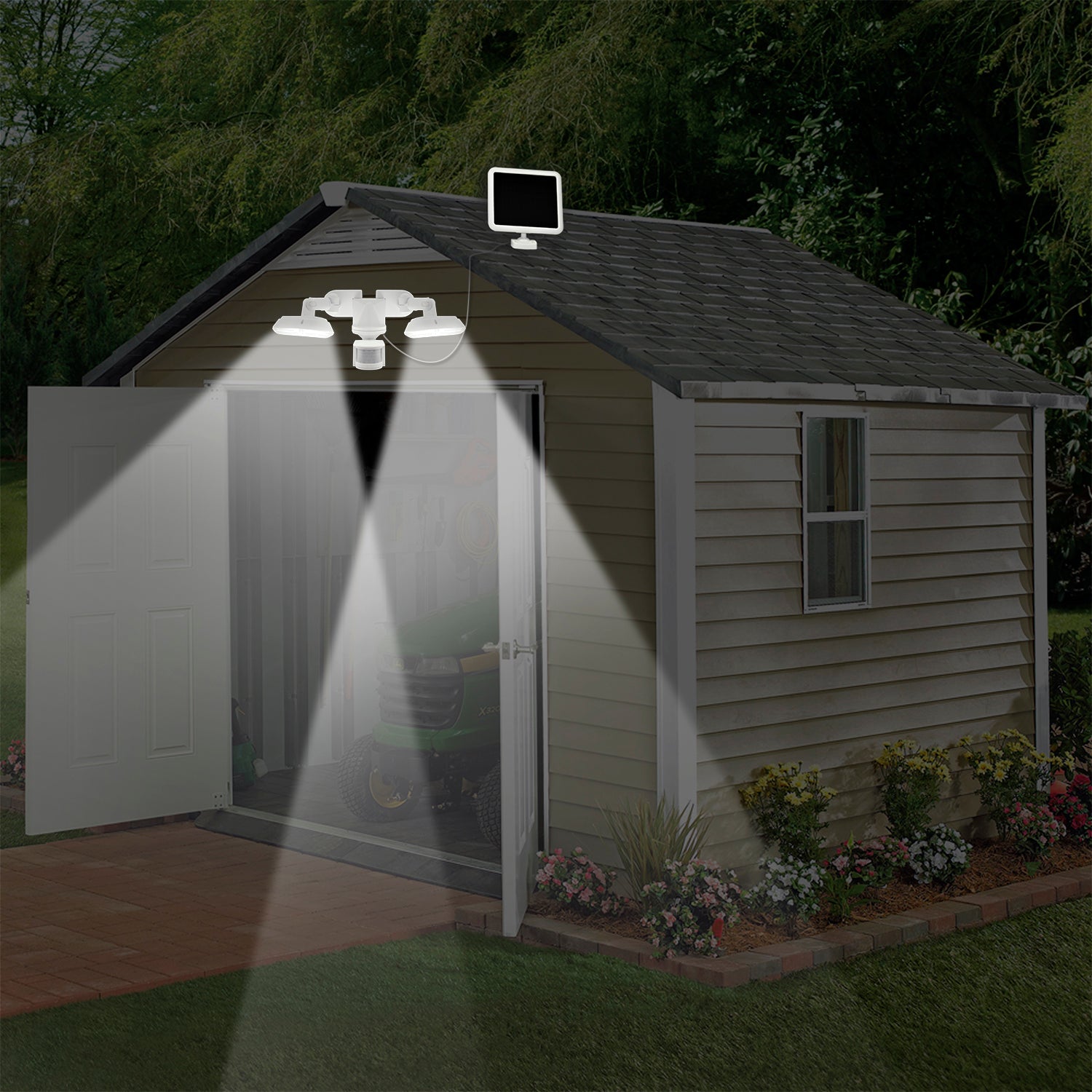 100 LED Solar Motion Light with Corner Mounting Feature