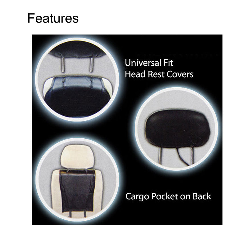 New Pair of Nissan Logo Universal Sideless Faux Leather Seat Covers with Headrest Cover Set and Air Freshener