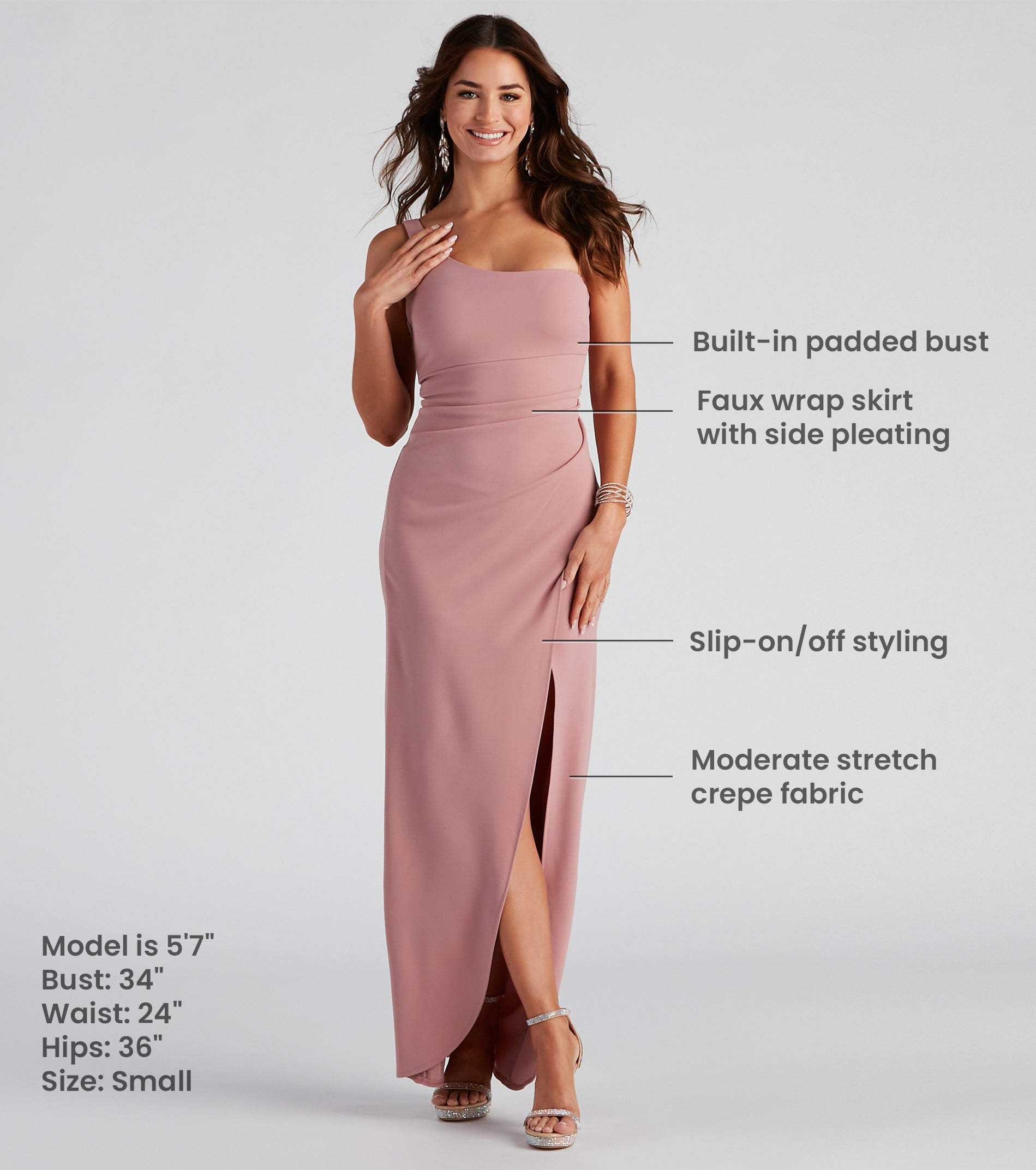 Iris One-Shoulder Crepe Dress