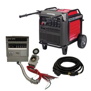 Honda Inverter 7000-Watt Standby Gasoline Generator 120240V Single Phase with Bluetooth and 10 Circuit Manual Transfer Switch HP2S-EU7000M