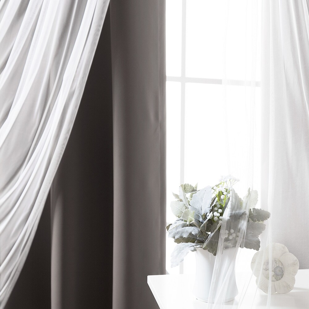 Aurora Home Tulle Sheer with Attached Valance   Blackout Mix   Match