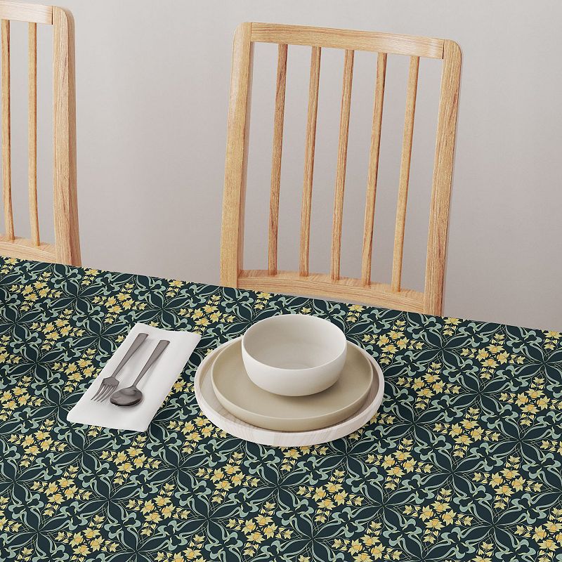 Square Tablecloth， 100% Cotton， 52x52， Floral 123