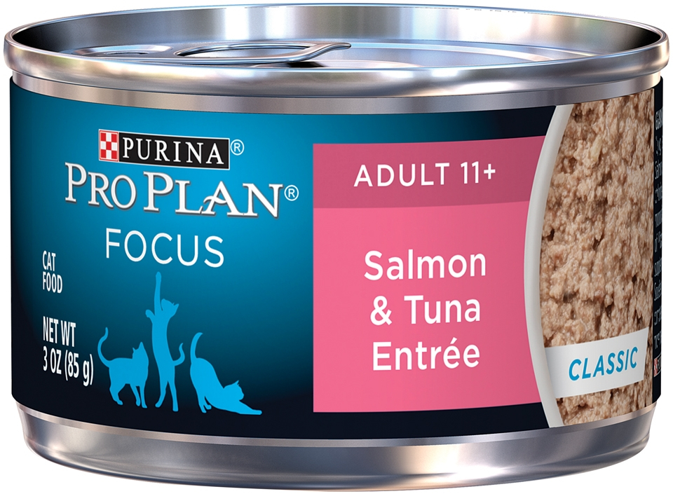 Purina Pro Plan Focus Senior Cat 11+ Salmon and Tuna Entree Canned Cat Food 3-oz case of 24