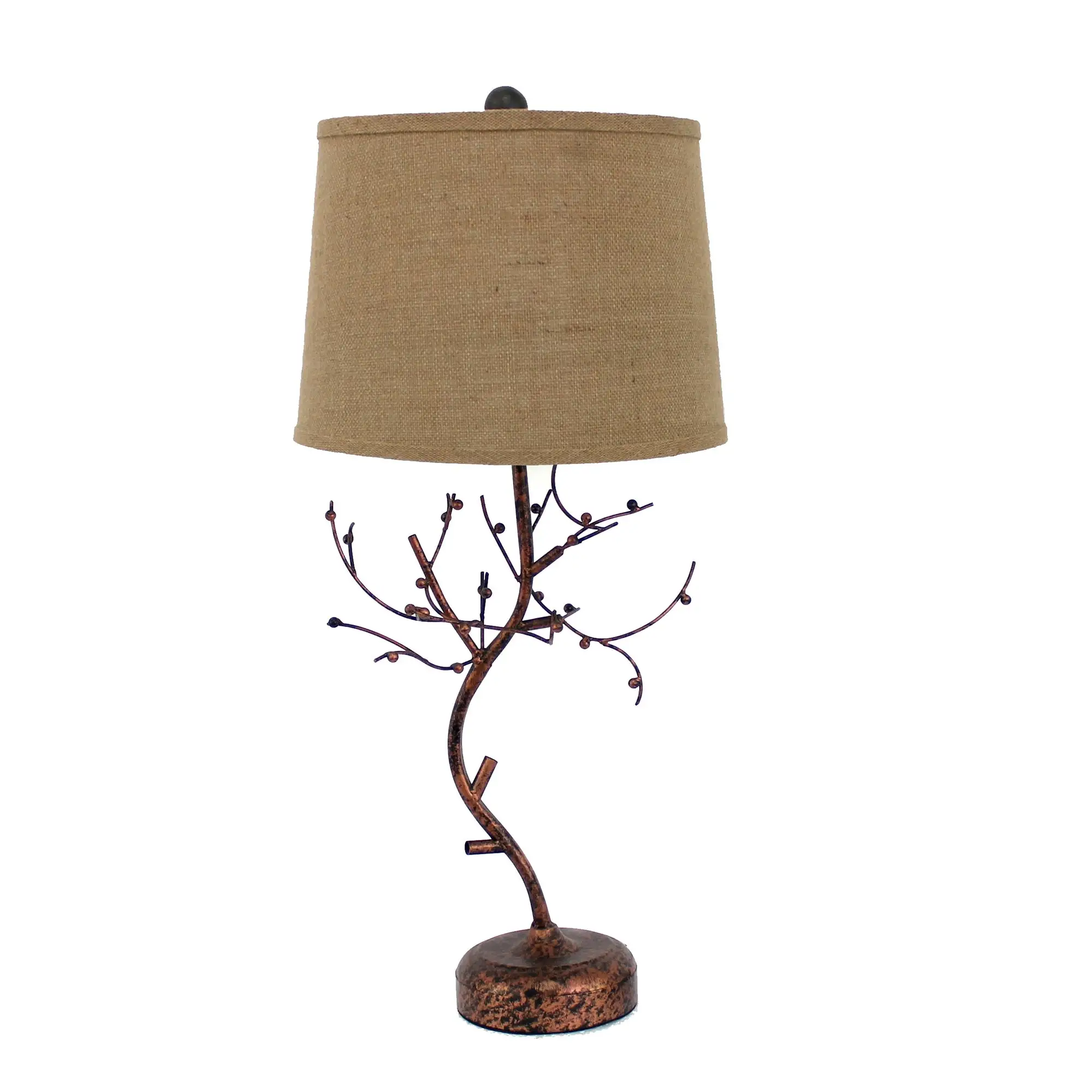 13 x 15 x 31 Bronze Vintage Metal With Elegant Tree Base - Table Lamp - 13 x 15 x 31