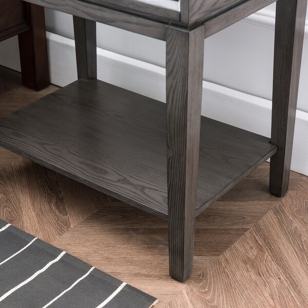 Oak Recessed Drawer Nightstand/Side Table with Top AC/USB Charger