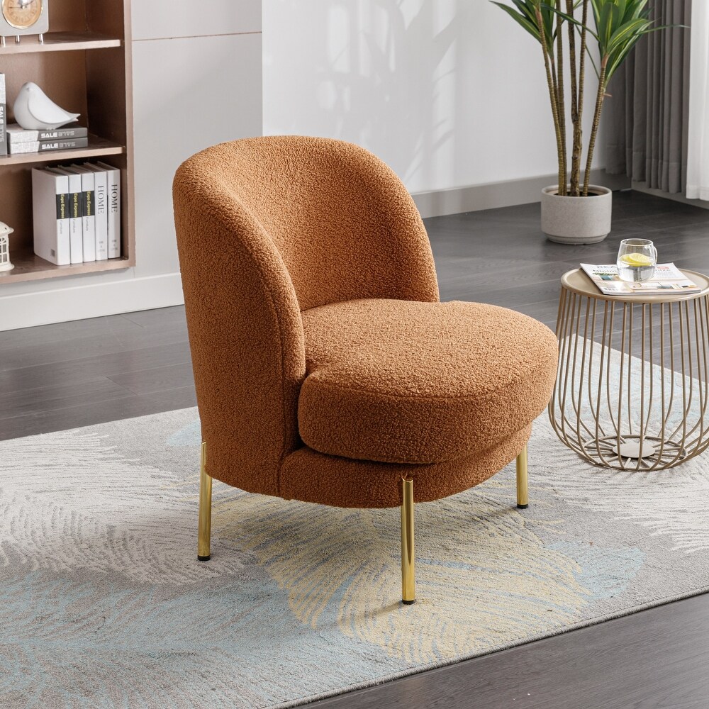 Boucle Upholstered Accent Chair With Gold Legs