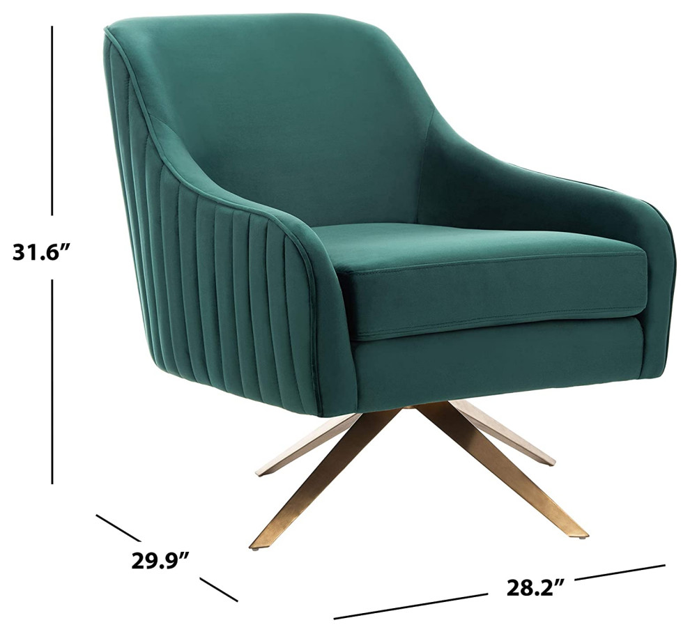 Mid Century Accent Chair  Swivel Design With Velvet Upholstered Seat  Emerald   Contemporary   Armchairs And Accent Chairs   by Declusia  Houzz