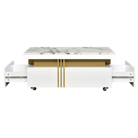 ON TREND Contemporary Coffee Table with Faux Marbl...