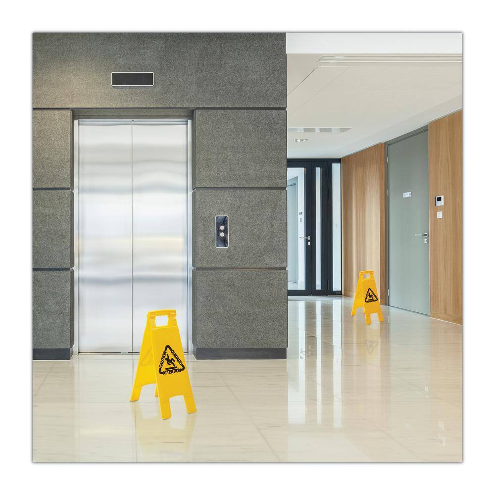 Boardwalk 26 in. Yellow EnglishSpanish Two-Sided Site Safety Wet Floor Sign BWK26FLOORSIGN