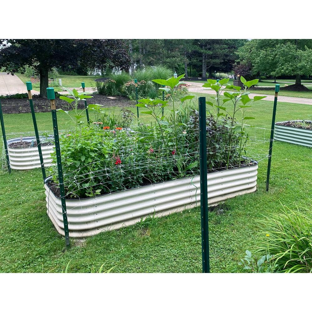 vego garden 17 in. 10-In-1 Modular Pearl White Metal Raised Garden Bed VB10N117W