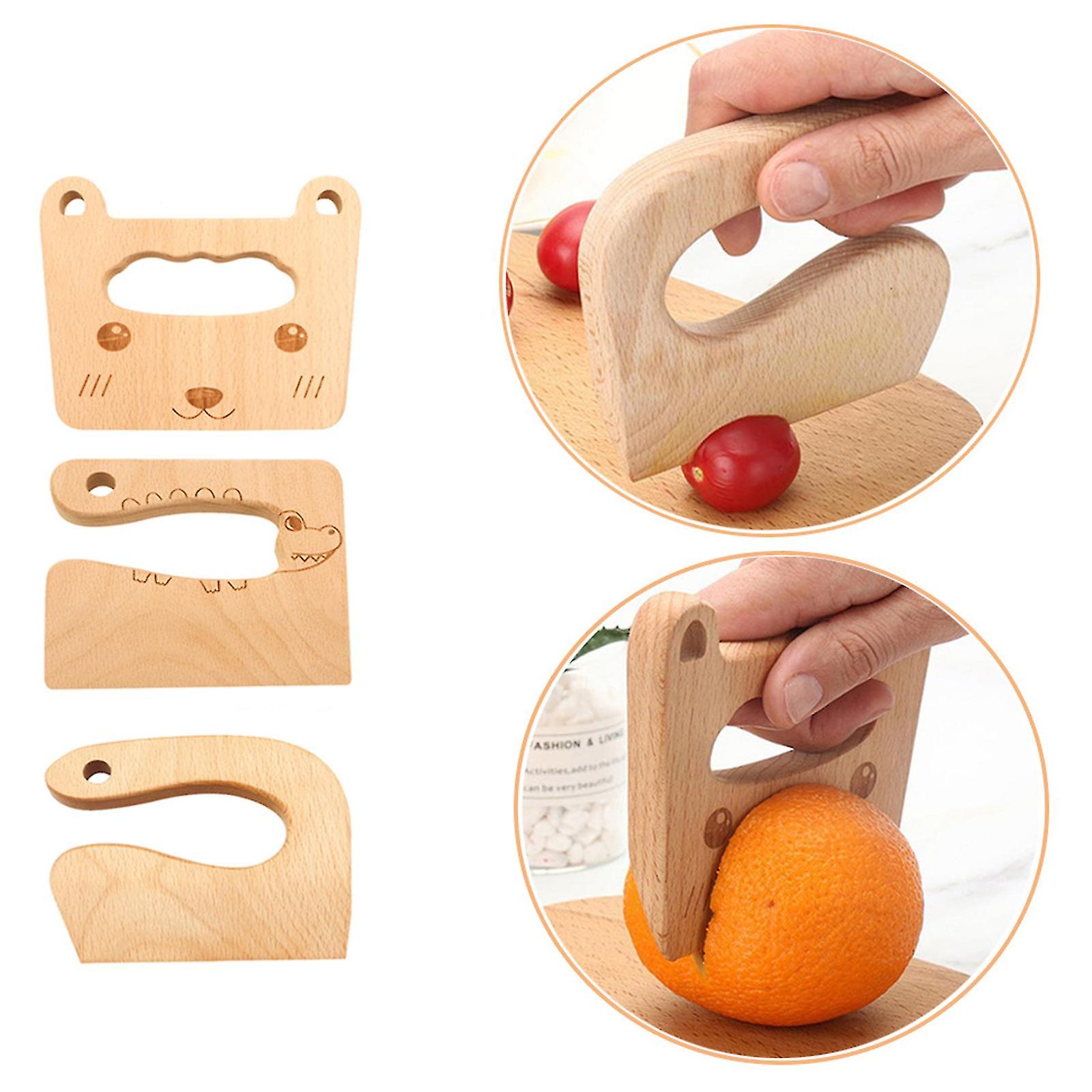 Wooden Knife Kids Cooking Toy Safe Knife Cutting Fruit Vegetable Chopper Kitchen Toy Tools For Toddlers