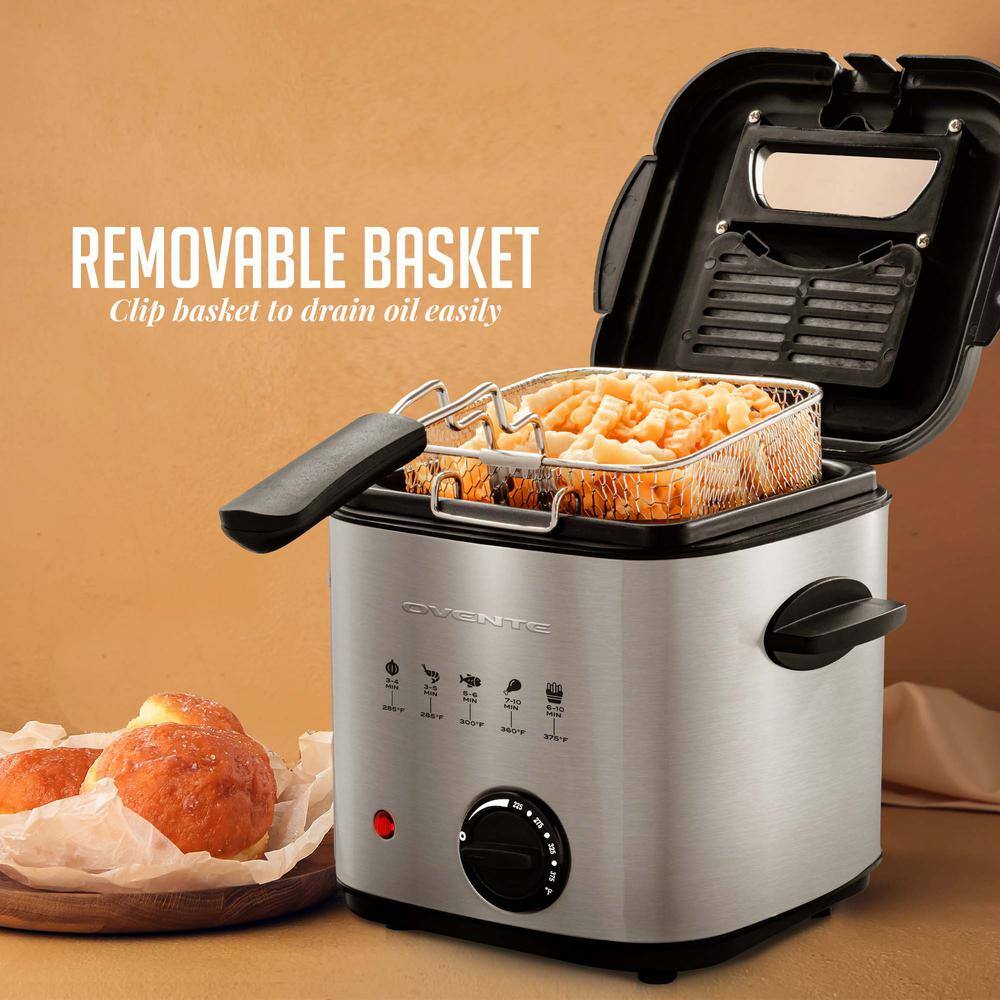 OVENTE 1.5 qt. Silver Deep Fryer with Removable Basket FDM1501BR