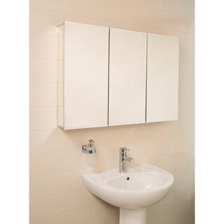 Croydex 36 in. W x 26 in. H x 5-14 in. D Frameless Aluminum Recessed or Surface-Mount Medicine Cabinet with Easy Hang System WC101969YW