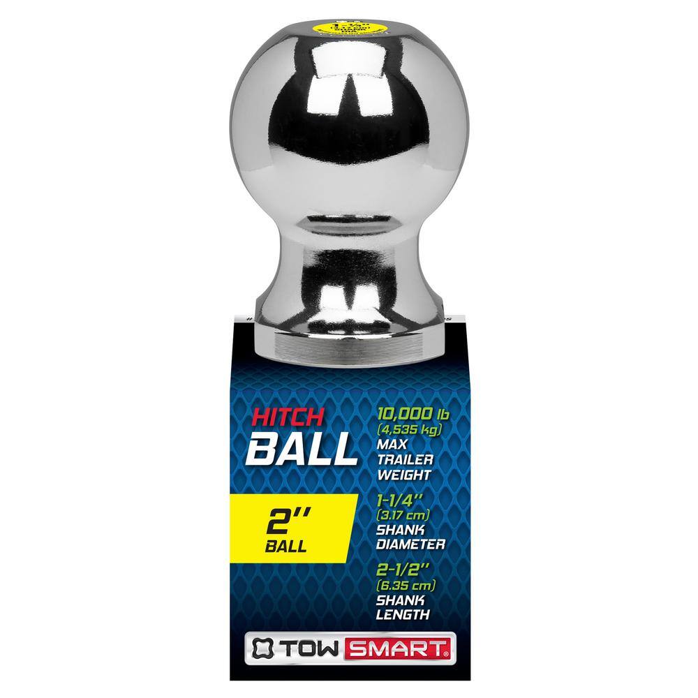 TowSmart Class 4 10000 lb. 2 in. Ball Diameter 1-14 in. Shank Diameter 2-12 in. Shank Length Chrome Trailer Hitch Ball 722