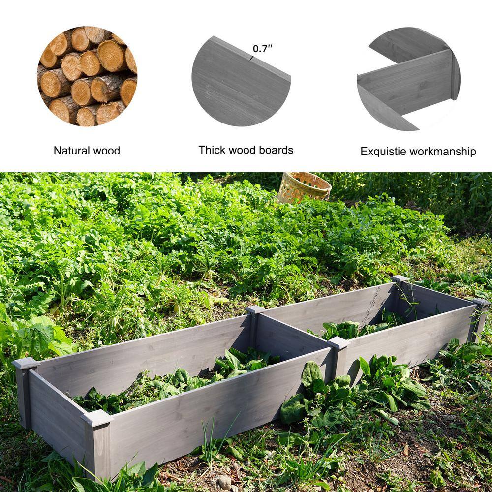 Tunearary 96 in. x 28 in. Dark Gray Wooden Raised Garden Bed Outdoor DIY Raised Planter Box T1390HZ96