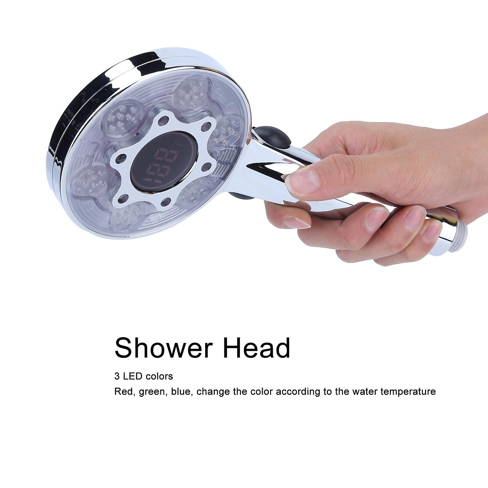 Temperature Sensor Led Shower Head，3-settings Powerful Water Spray，water Saving Sprayer For Home Bathroom