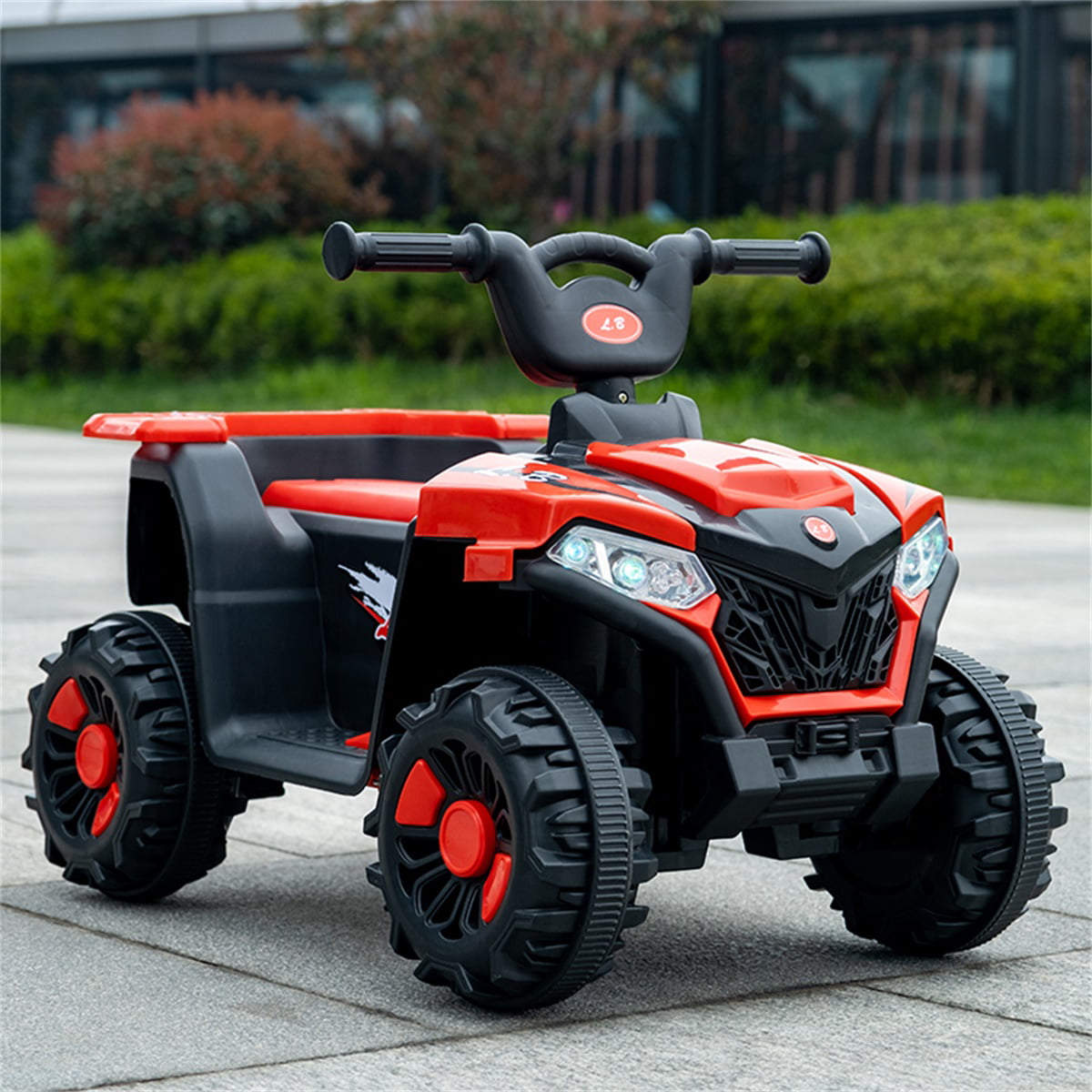 BATE 6V Kids 4-Wheeler ATV Quad Ride on Car with LED Lights Music for Boys Girls Red