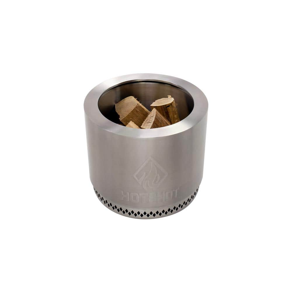 HotShot Traveler Portable Low Smoke 15 in. Round Wood-Burning Fire Pit in Stainless Steel with Carry Bag 52259