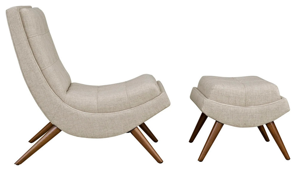 Cooper Light Gray Upholstered Fabric Lounge Chair Set   Midcentury   Armchairs And Accent Chairs   by V.S.D Furniture  Houzz