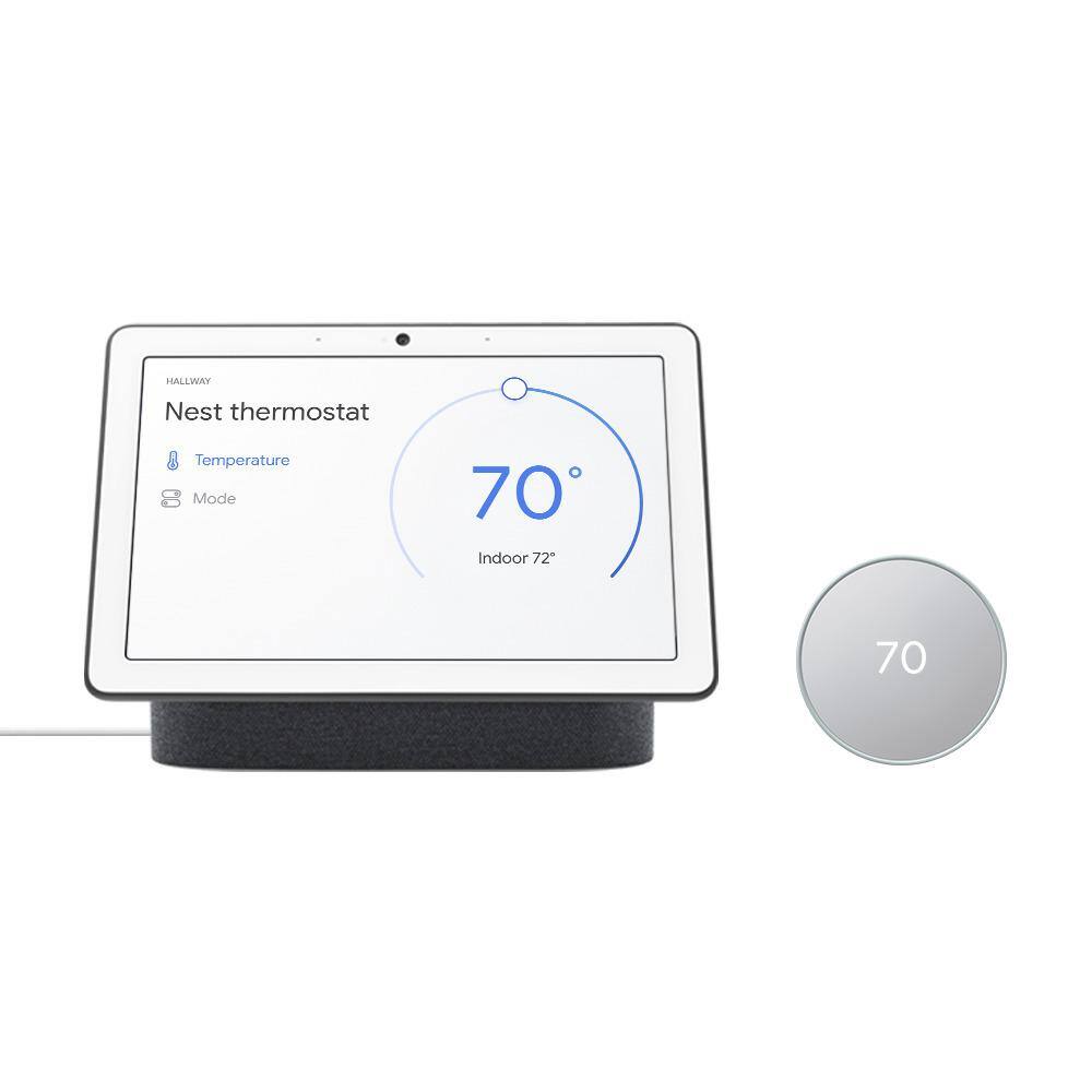 Google Nest Thermostat Fog and Nest Hub Max Charcoal VBCC8FGCA8CC20