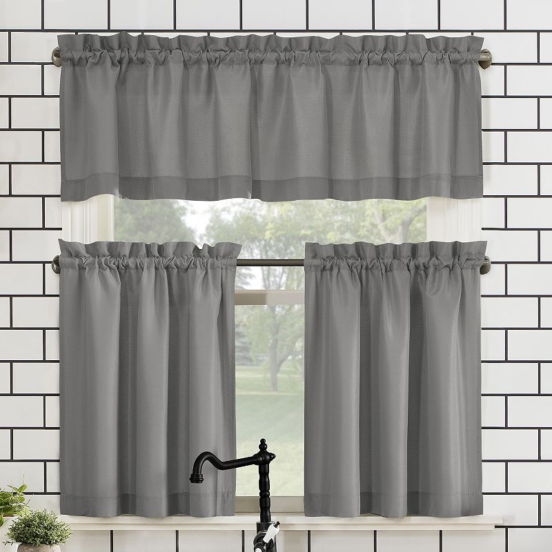 No. 918 Martine Microfiber Semi-Sheer Kitchen Curtain Valance and Tiers Set