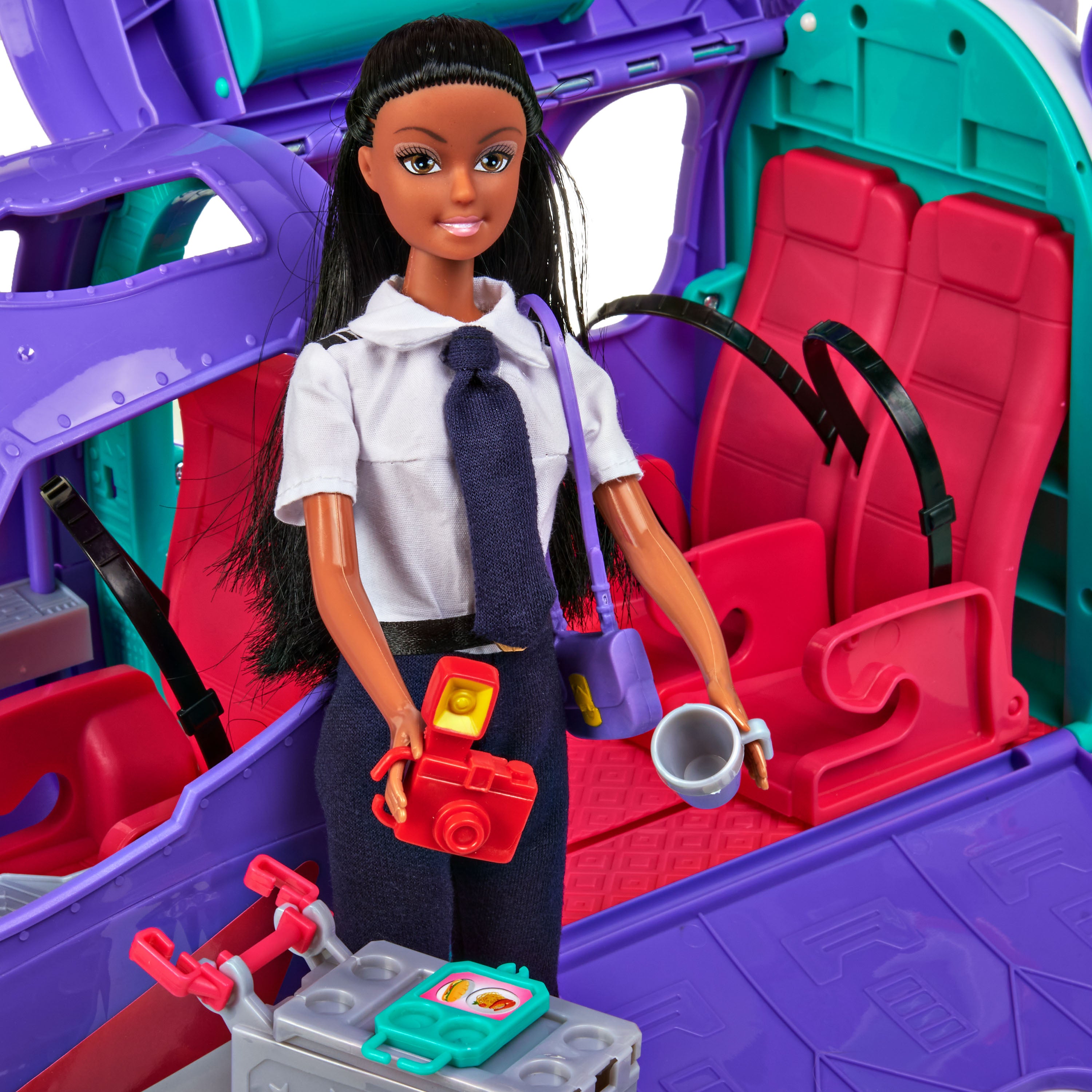 Kid Connection Jet Plane & Pilot Play Set, Dark Skin Tone, 54 Pieces