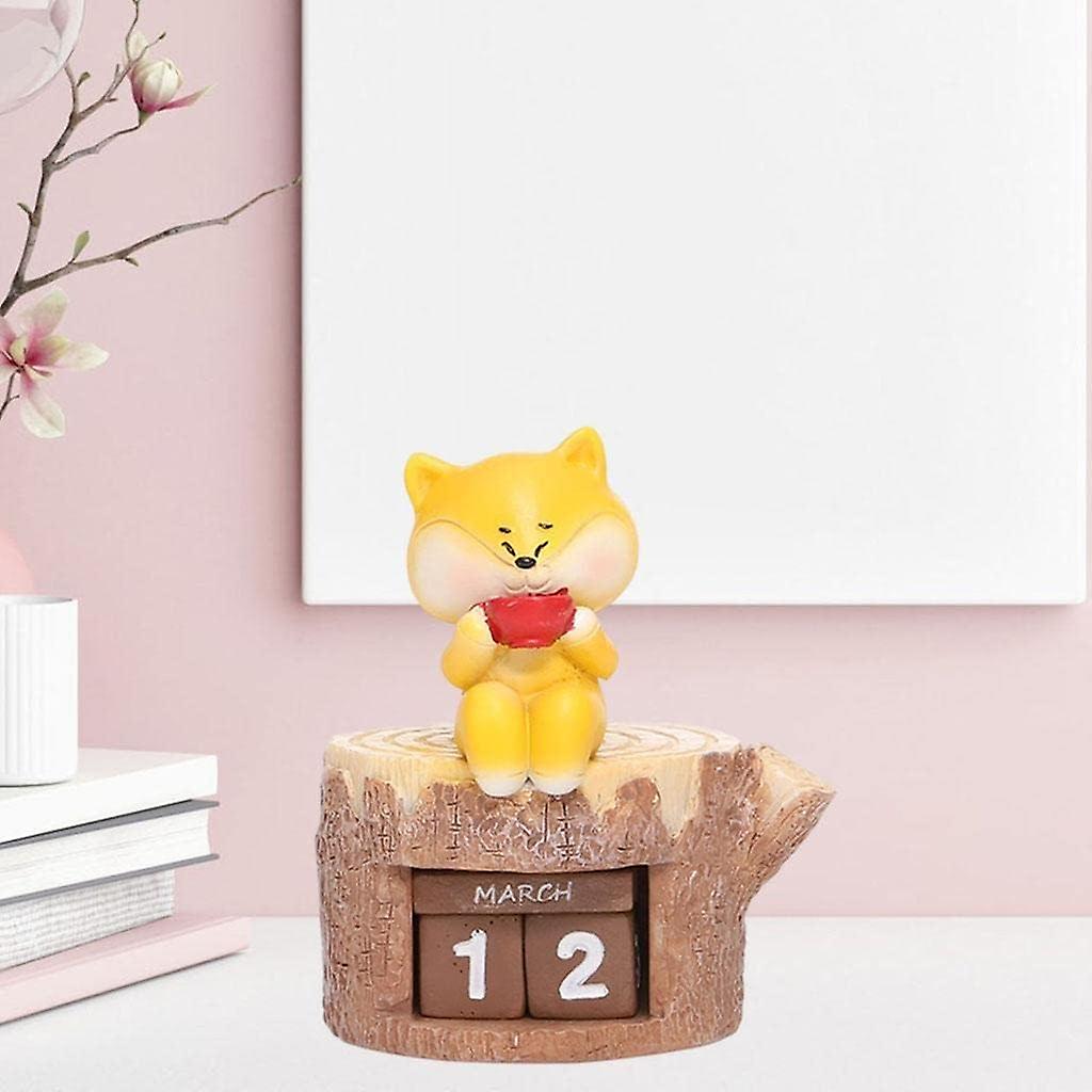 Desk Calendar Blocks Date Display Creative Table Calendar Resin Perpetual Calendar For Home， Dog