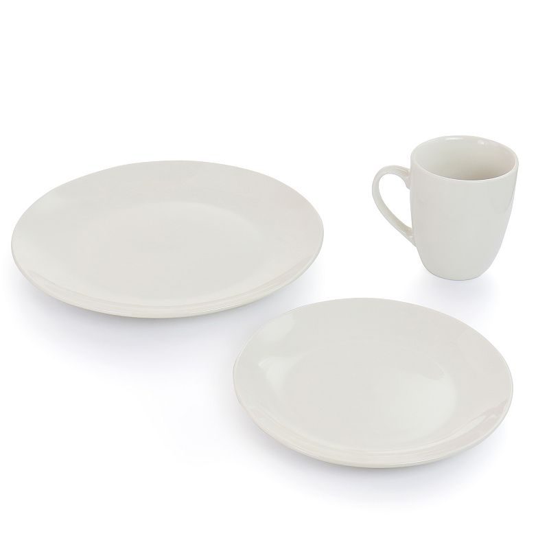 Elama Iris 32 Piece Porcelain Dinnerware Set with 2 Serving Bowls in White