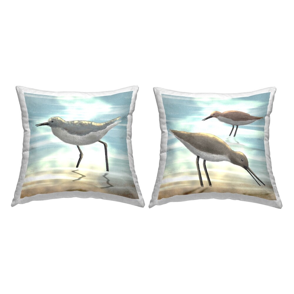 Stupell Sandpipers On Beach Shore Sunlit Ocean Waves Printed Throw Pillow by Marcus Prime (Set of 2)