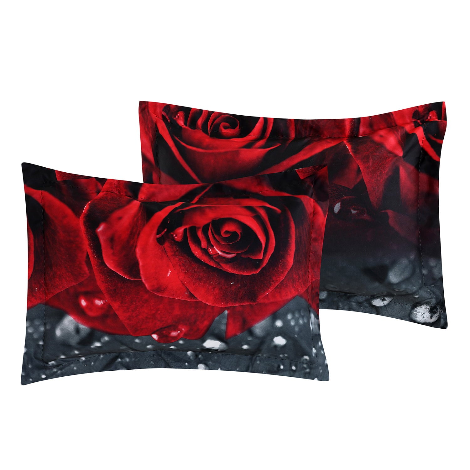 3 Piece 3D Rose Love Romantic Moment Printed Comforter Set Queen King Size (Y28) - Box Stitched， Soft， Breathable， Fade Resistant -Includes 1 Comforter， 2 Shams