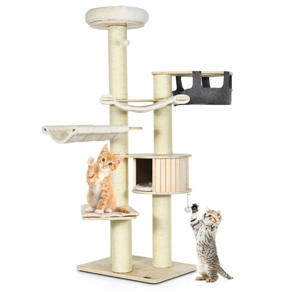 Costway 17450629 77.5 Inch Cat Tree Condo Multi Le...