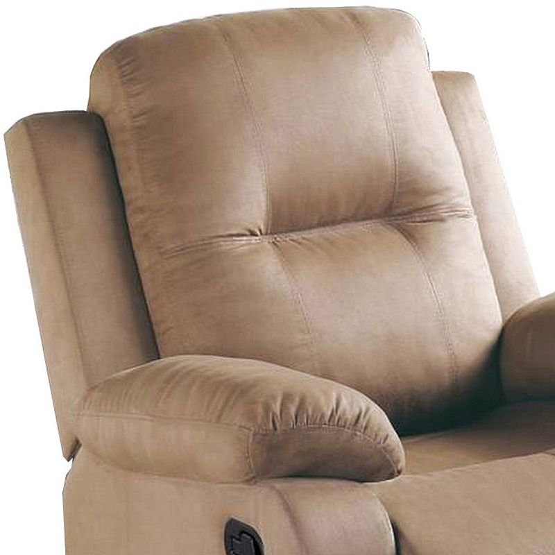 Fabric Upholstered Recliner with Tufted Back， Beige