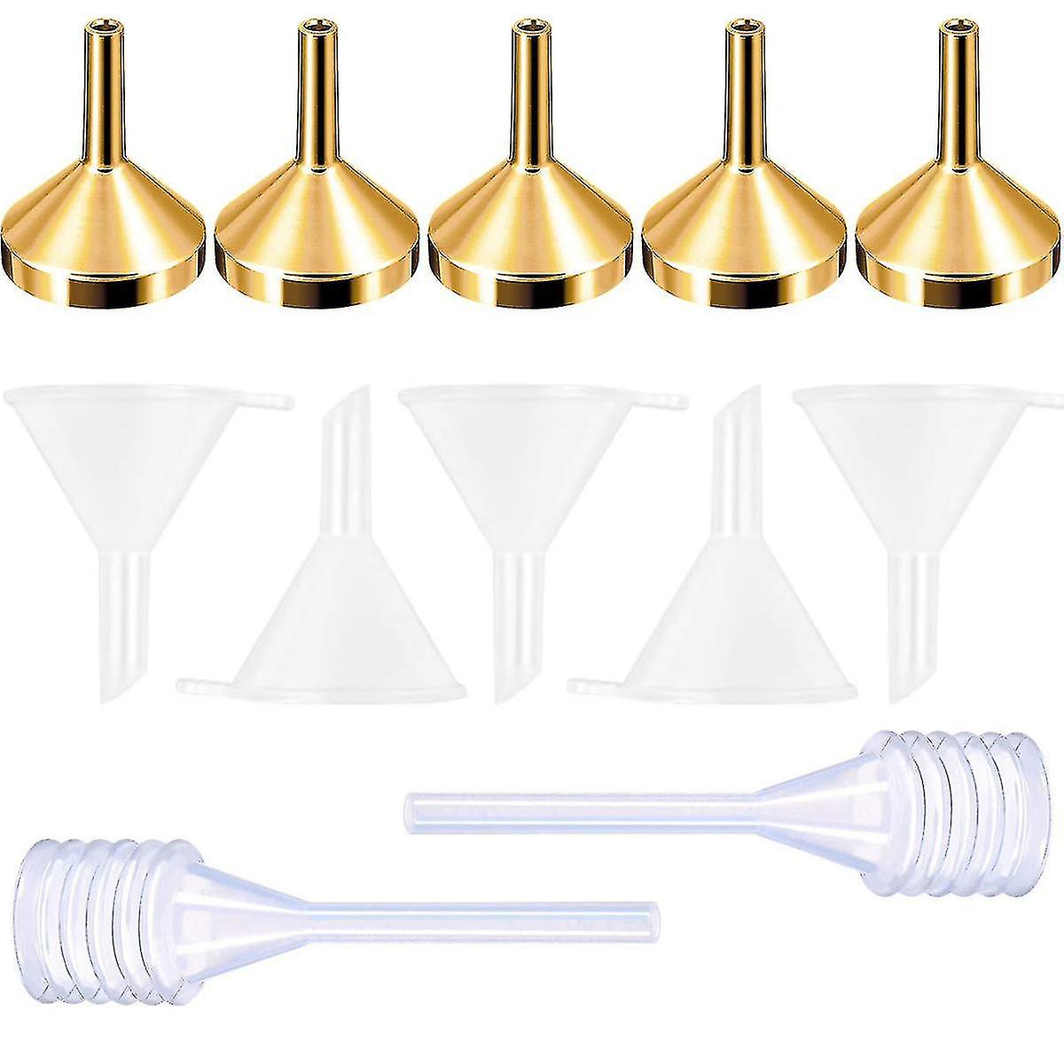 4 Pieces Small Stainless Steel Funnel Perfume Filling With Pipette， Metal F