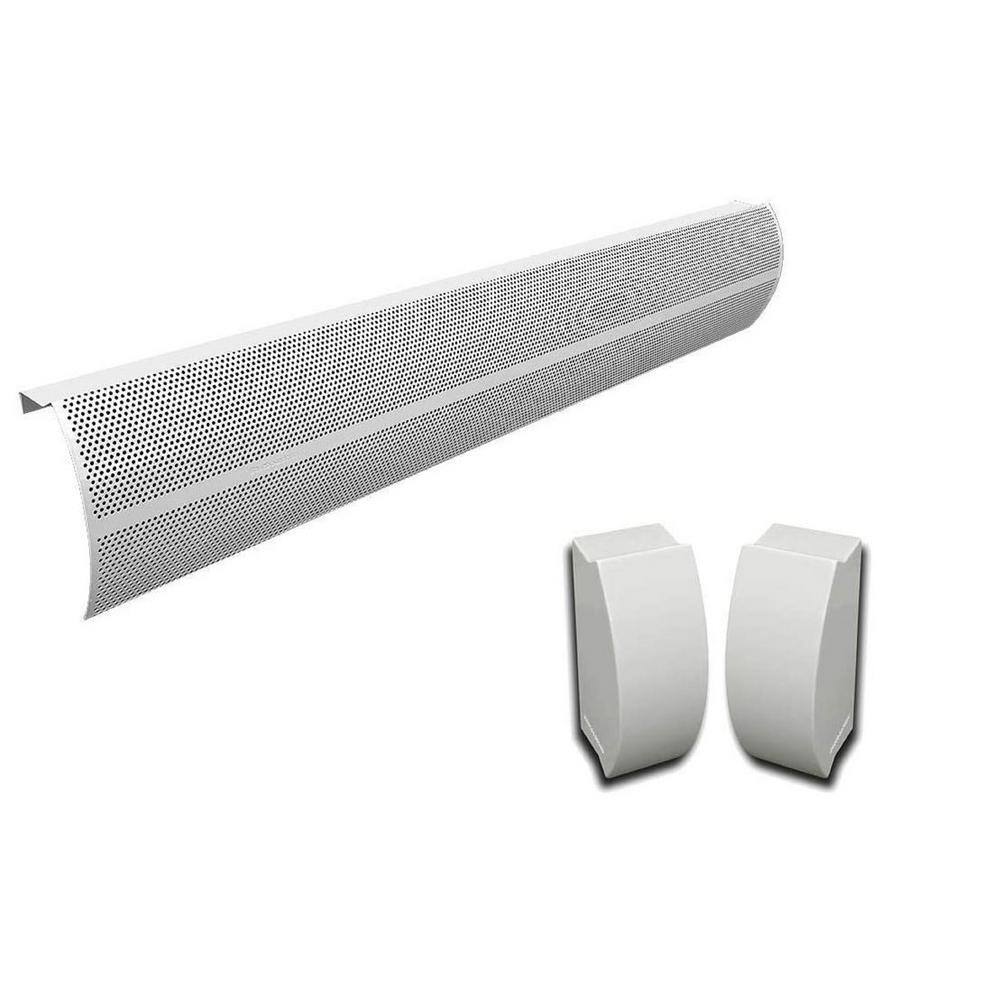 Baseboarders Elliptus Series 4 ft. Galvanized Steel Easy Slip-On Baseboard Heater Cover Left and Right Endcaps [1] Cover[2] Endcaps BA001-48-EC005 SET-WHT