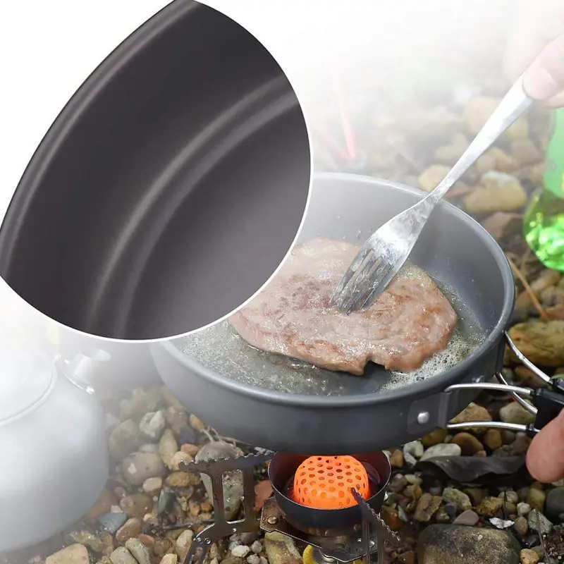 Camping pots and pans 2 3 people outdoor portable cookware 0.8 litre kettle multifunctional kettle set