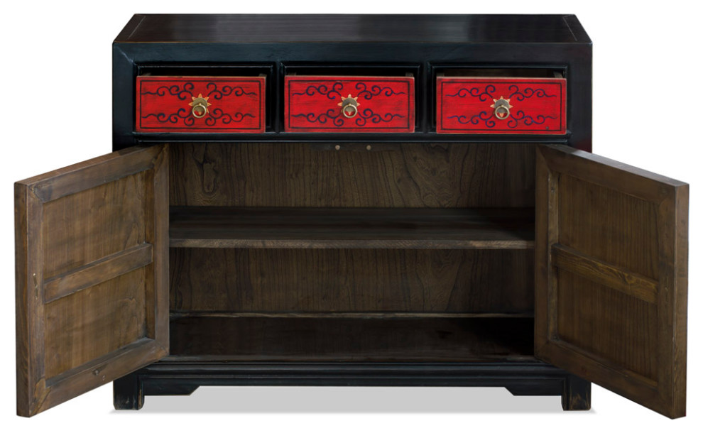 Elmwood Floral Motif Tibetan Cabinet   Asian   Accent Chests And Cabinets   by China Furniture and Arts  Houzz