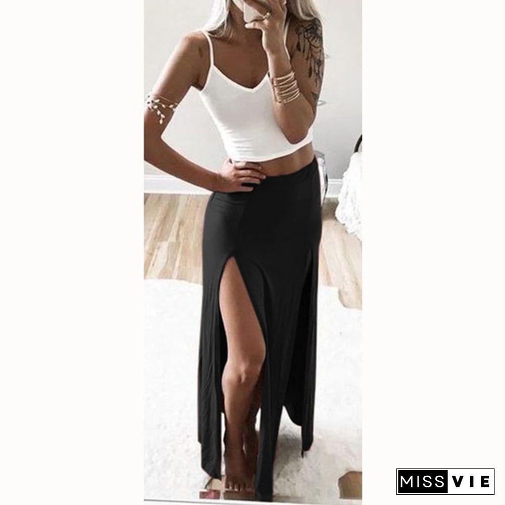 Summer New Women Long Skirts Solid Sexy Split Pencil Skirts