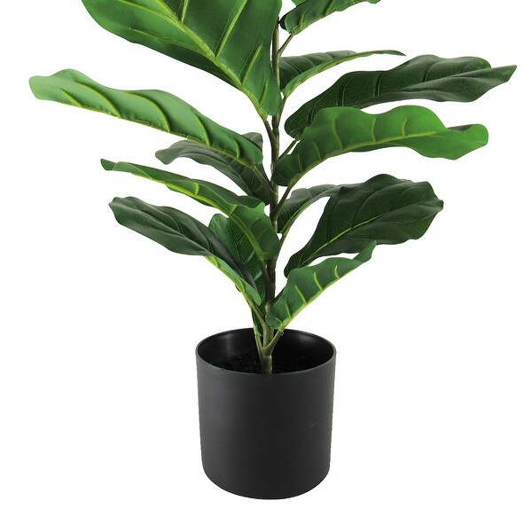 27in Real Touch Artificial Small Fiddle Leaf Fig Tree Plant in Black Pot