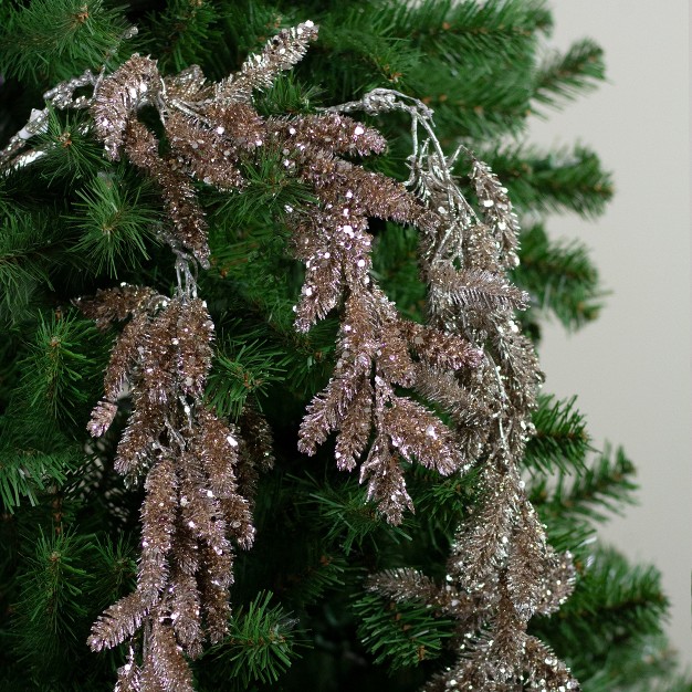 Champagne Glitter Hanging Pine Christmas Spray