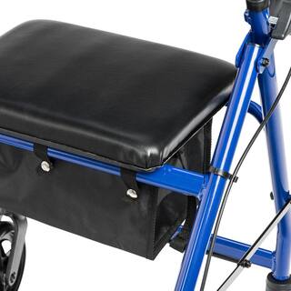 Drive Medical Aluminum Rollator Rolling Walker with Fold Up and Removable Back Support and Padded Seat Blue R728BL