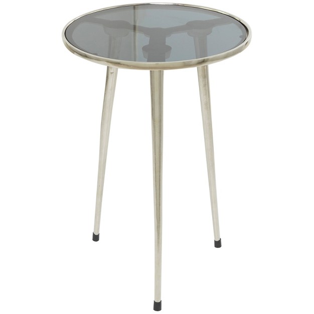 Contemporary Metal And Glass Accent Table With Tripod Base Olivia amp May