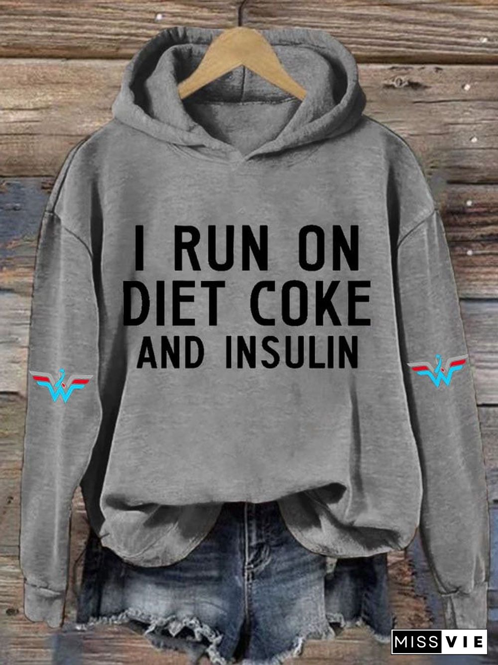 Women's Casual I Run On Diet Coke And Insulin Printed Hooded Sweatshirt