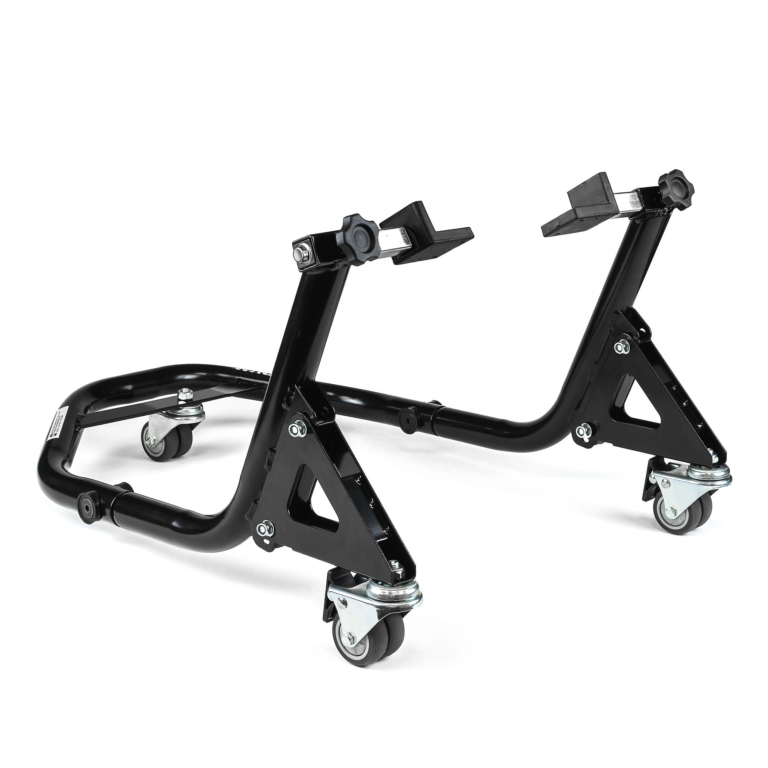 Motorcycle Lift Stand w/ Dolly Wheels， Black， Rear Paddle Lift Attachments， Compatible with 2009-2010 Kawasaki ER-6N