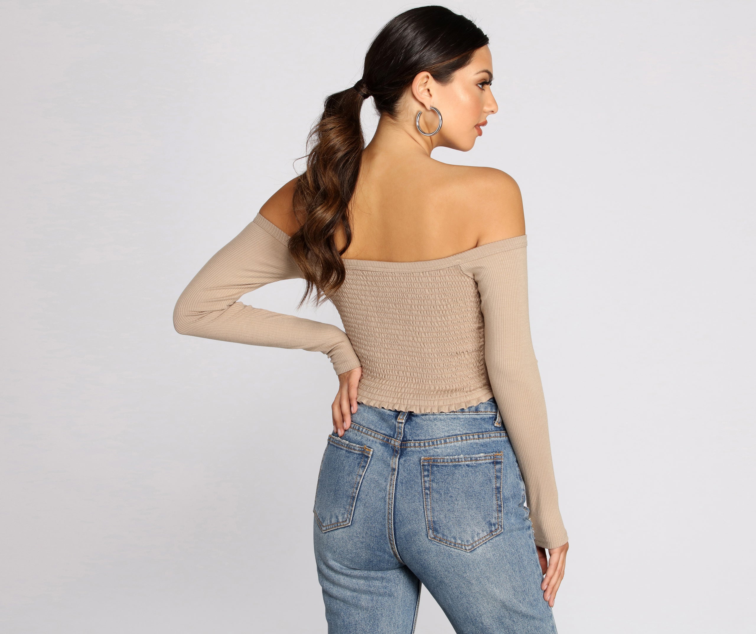 Off The Shoulder Ribbed Top